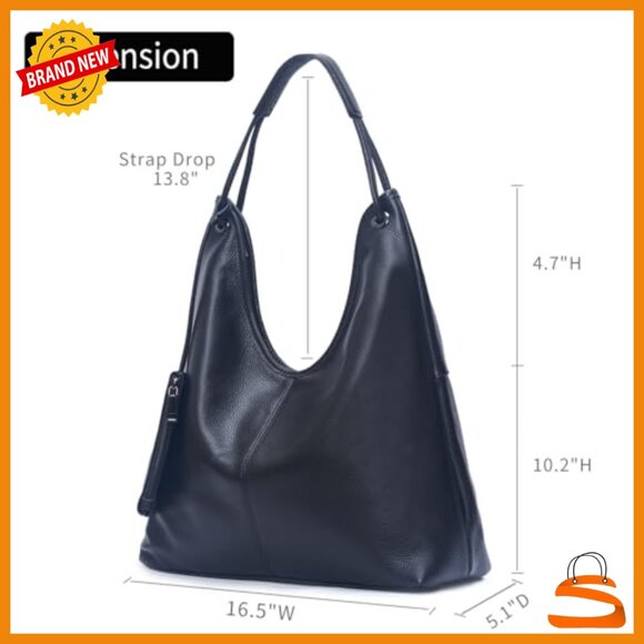 Large Genuine Leather Hobo Shoulder Bag Slouchy Handbag for Work Everyday - Picture 3 of 7